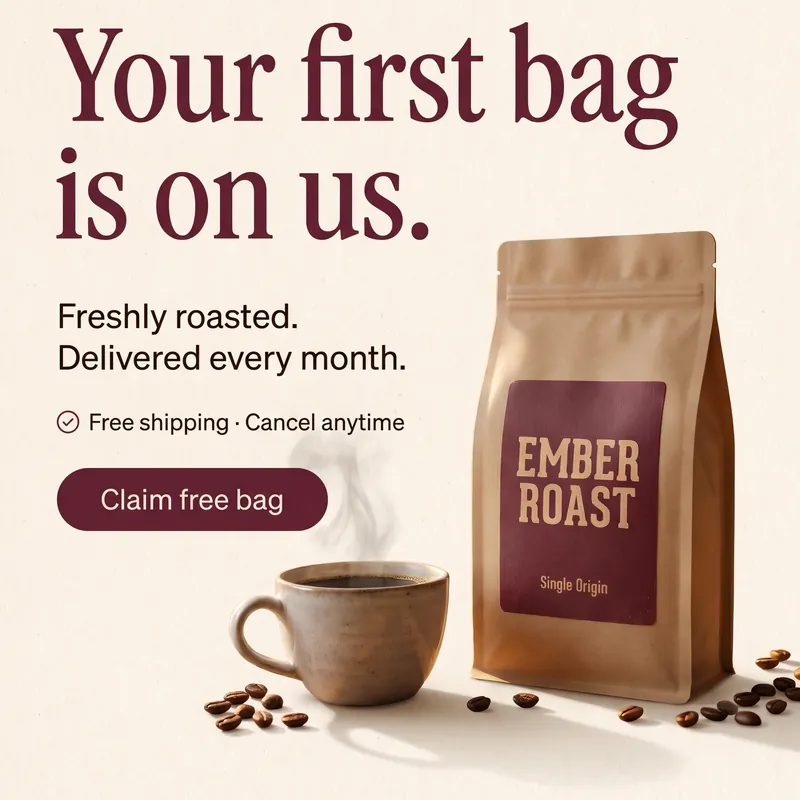 Static ad for a coffee subscription