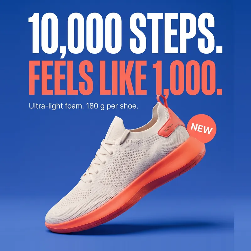 Static ad for a lightweight sneaker