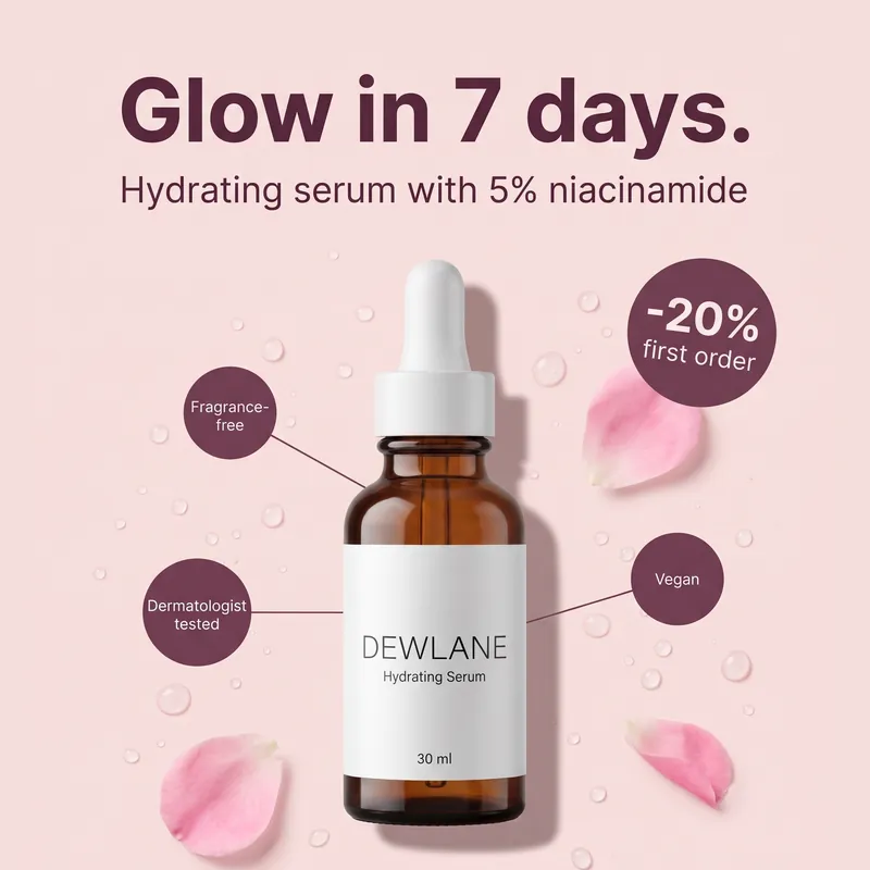 Static ad for a hydrating serum